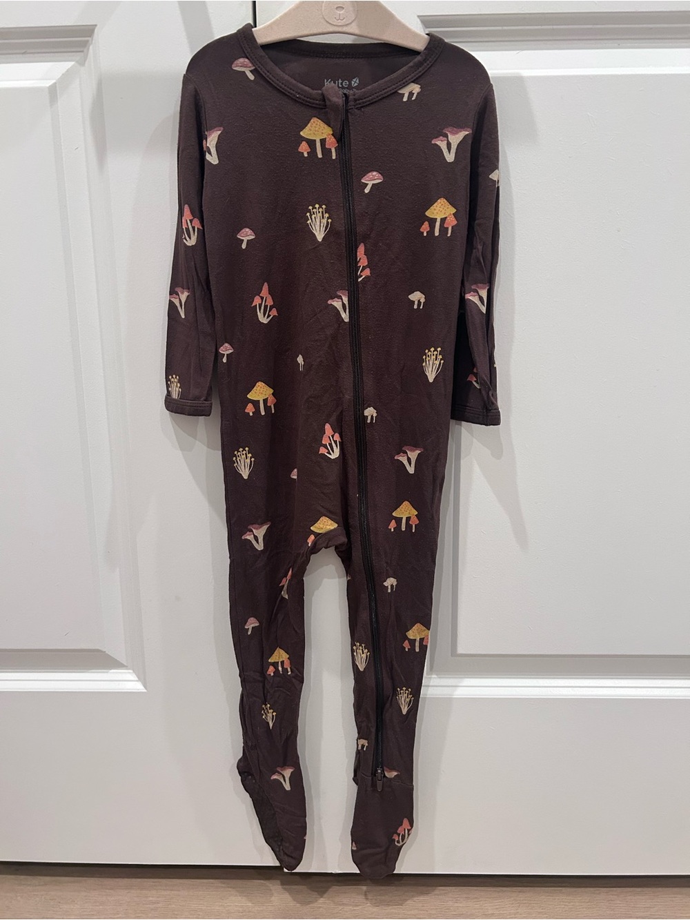 Kyte BABY Brown Footed Pajama with Mushroom Print